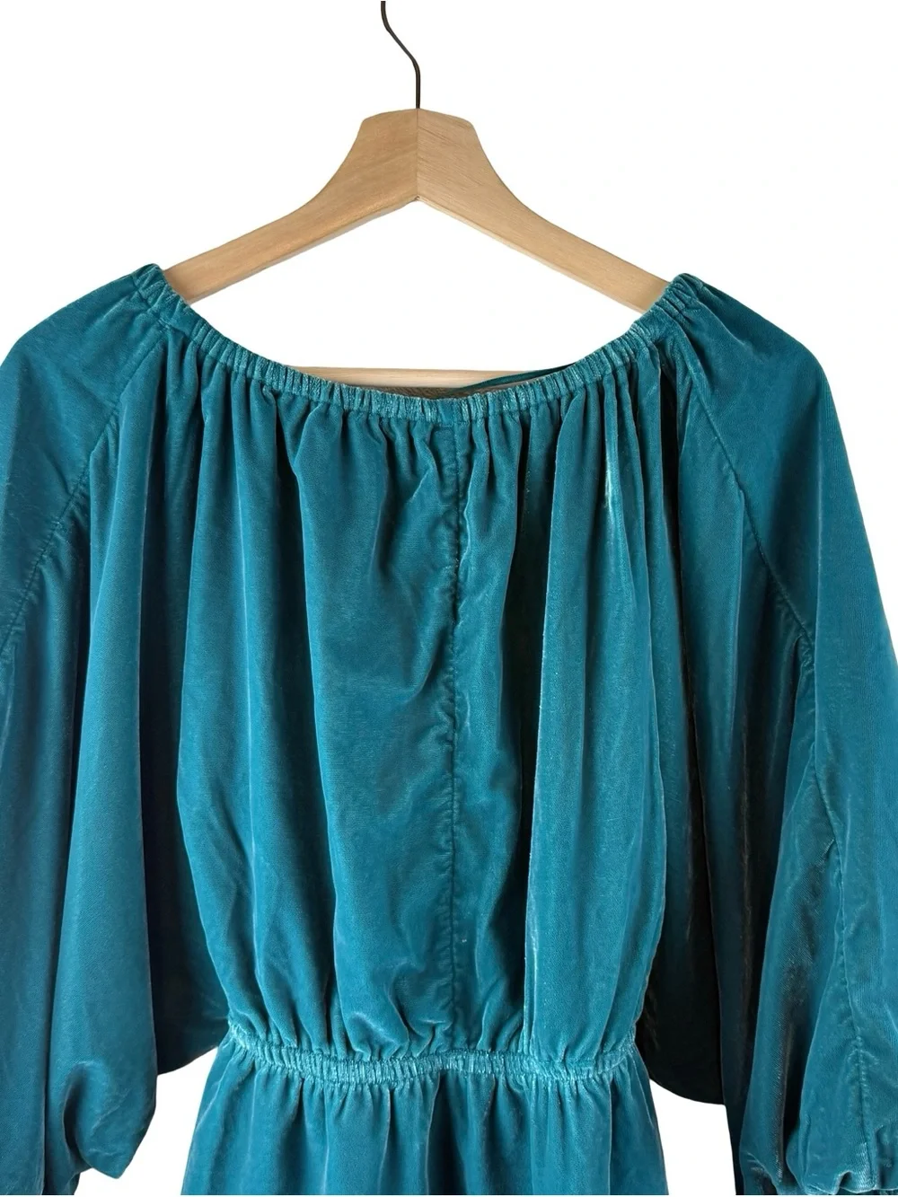 Free People Teal Velvet Babydoll Mini Dress Small
